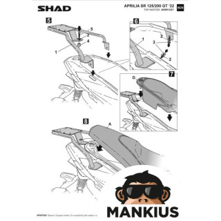 FITTING, TOP CASE SHAD DO APRILIA SR 125 200