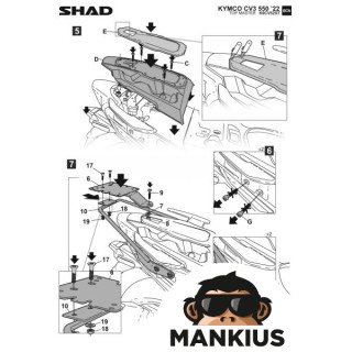 FITTING, TOP CASE SHAD FOR KYMCO CV3 550