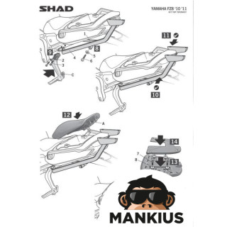 FITTING, TOP CASE SHAD FOR YAMAHA FAZER FZ8 800