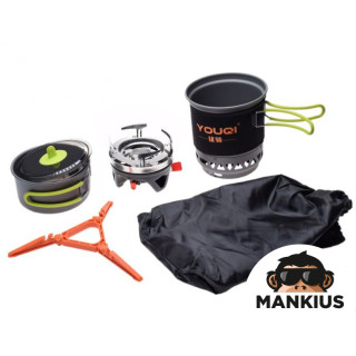 COOKING SET W/ JET BURNER, OUTDOOR - HIKING - CAMPING