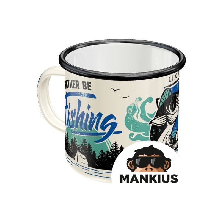 MUG ENAMEL RATHER BE FISHING 43222