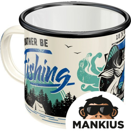 MUG ENAMEL RATHER BE FISHING 43222