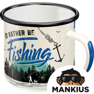 MUG ENAMEL RATHER BE FISHING 43222