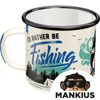 MUG ENAMEL RATHER BE FISHING 43222