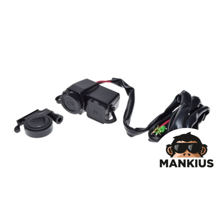 LIZZAS, 12V MAITINIMAS+USB, MOTOCIKLIS, MOTOROLERIS, ATV