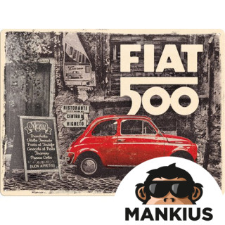 TIN SIGN 30x40 FIAT 500 RED CAR 23295