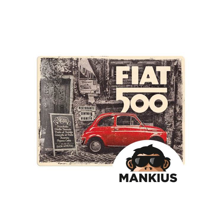 TIN SIGN 30x40 FIAT 500 RED CAR 23295