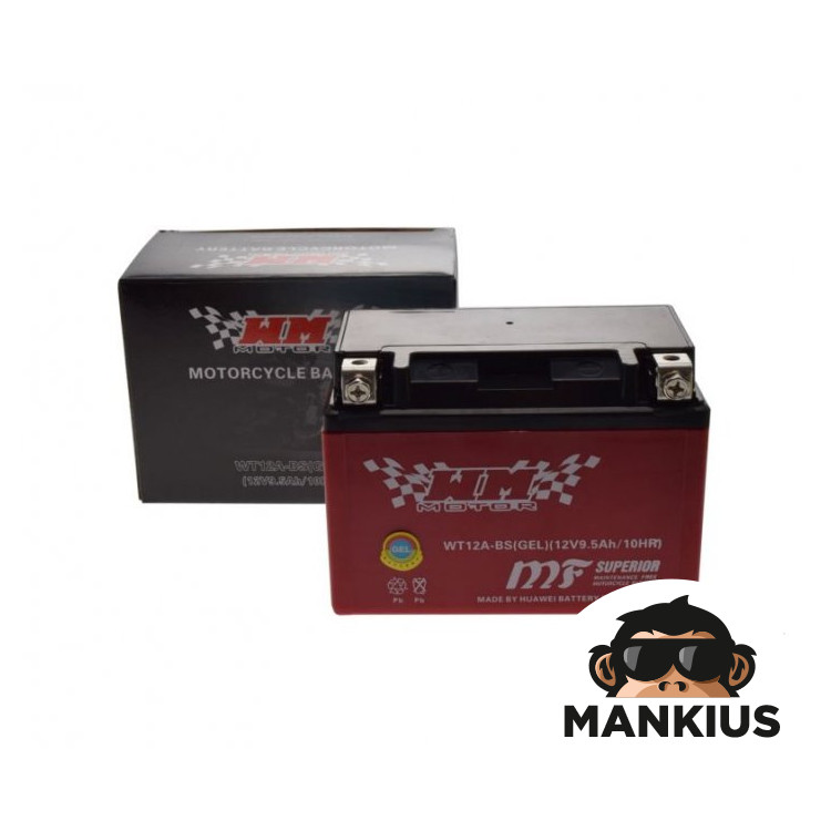 BATTERY WT12A-BS ( YT12A-BS ) (GEL) WM MOTOR 12 VOLT