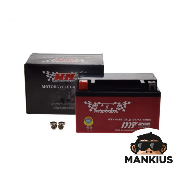 BATTERY WTX7A-BS ( YTX7A-BS ) (GEL) WM MOTOR 12 VOLT