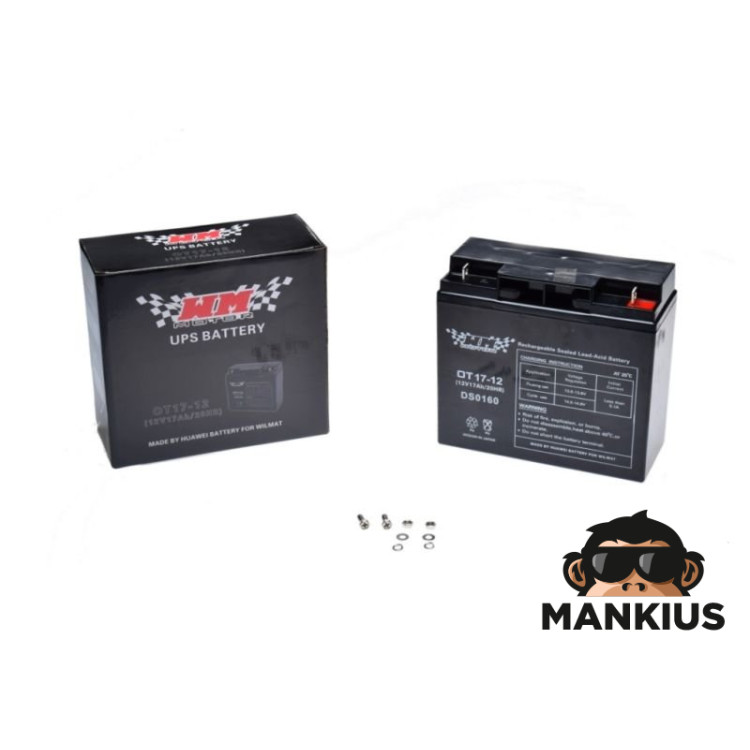 BATTERY, GEL 17Ah WM MOTOR 12 VOLT OT17-12