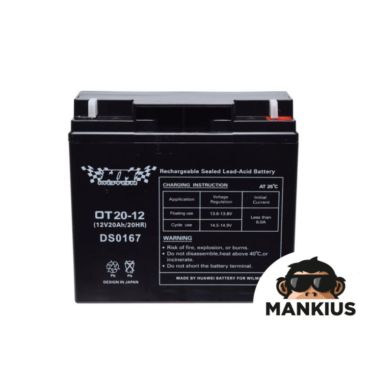 BATTERY, GEL 20Ah WM MOTOR 12 VOLT