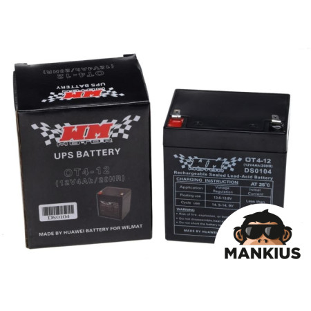 BATTERY, GEL 4Ah WM MOTOR 12 VOLT OT4-12