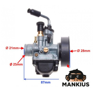 KARBIURATORIUS 21mm 2T TUNING MANUAL DROSELIO+JET RINKINYS