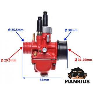 CARBURETOR ASSY 21 mm REPLACING DELLORTO TYPE PHBG RED