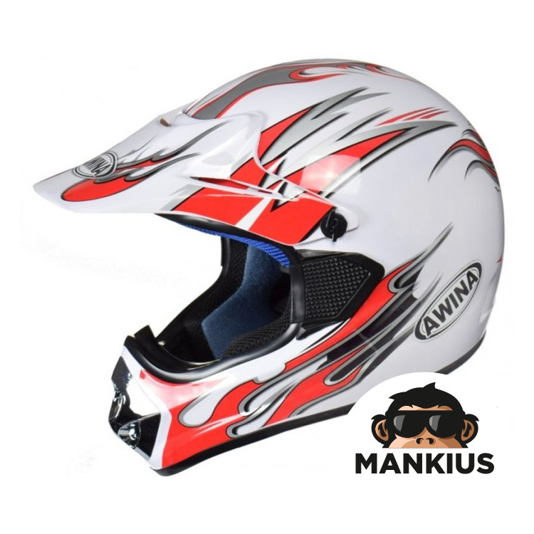 HELMET AWINA L WHITE-RED GRAPH ENDURO TN8686-30 W/O ECE