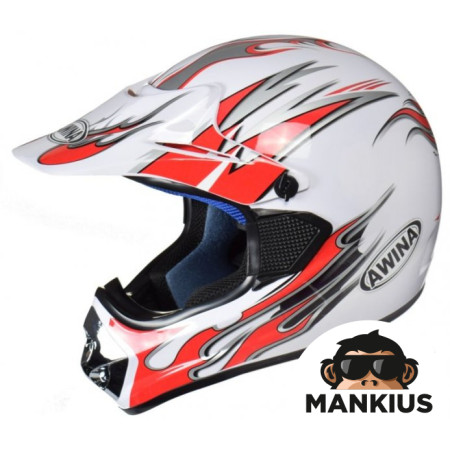 HELMET AWINA L WHITE-RED GRAPH ENDURO TN8686-30 W/O ECE