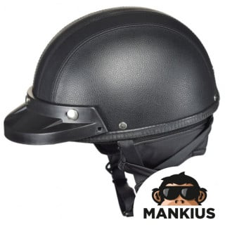 HELMET AWINA OPEN FACE LEATHER-LOOK L TN8689 BLACK