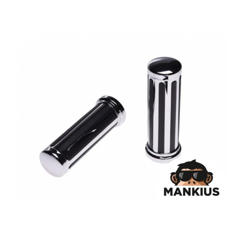 GRIPS, HANDLEBAR BLACK CHROME PLAIN CAP