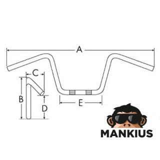 HANDLEBAR OFF ROAD 22 mm ALUMINIUM BLACK