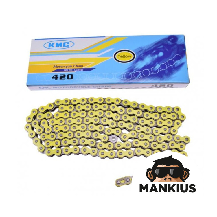 CHAIN, DRIVE KMC 138 LINKS 420 YELLOW