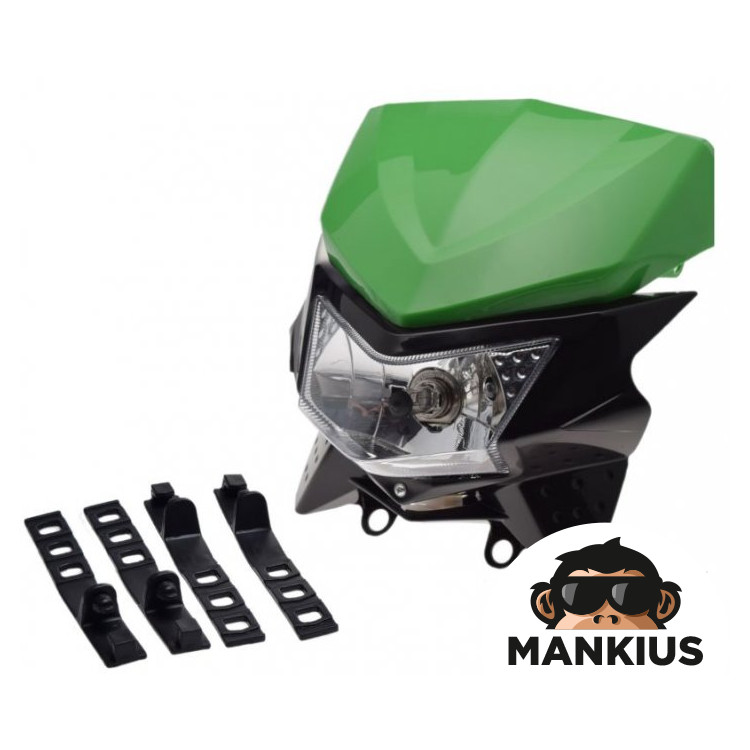 FAIRING WITH HEADLAMP, GREEN-BLACK