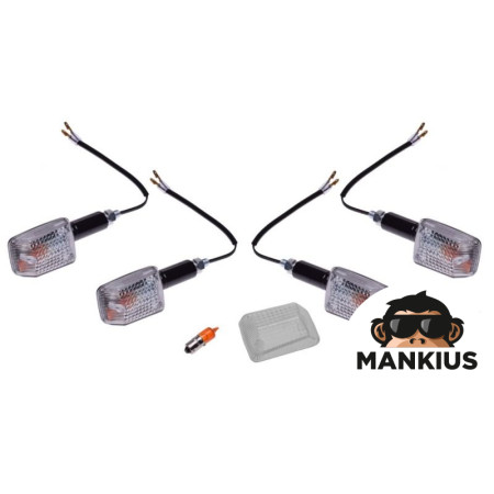 LAMP, TURN SIGNAL MINI BLACK, CLEAR LENS, LONG 4PCS+EXTRAS