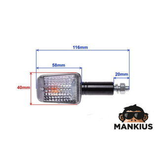 LAMP, TURN SIGNAL MINI BLACK, CLEAR LENS, LONG 4PCS+EXTRAS