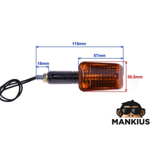 LAMP, TURN SIGNAL MINI CARBON-LOOK AMBER LONG