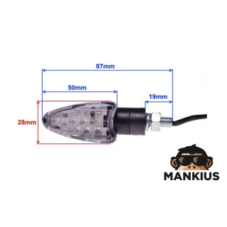 LAMP, TURN SIGNAL, BLACK, OVAL, CLEAR LENS, LED CN