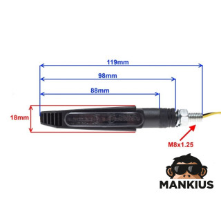 LAMP, TURN SIGNAL, DYNAMIC SEQUENCE, LED, BLACK