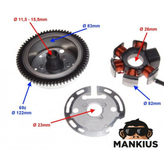 STATOR 6 COILS 4 WIRES WITH FLYWHEEL