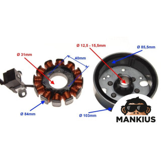 STATOR 12 COILS 2 WIRES WITH FLYWHEEL