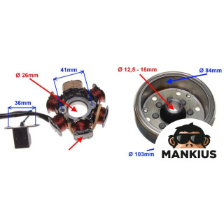 STATOR 6 COILS 4 WIRES WITH FLYWHEEL