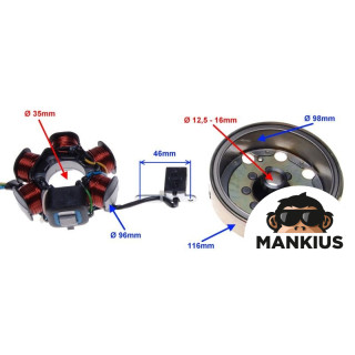 STATOR 6 COILS 4 WIRES WITH FLYWHEEL