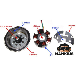 STATOR 6 COILS 4 WIRES WITH FLYWHEEL