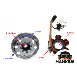 STATOR 6 COILS 6 WIRES WITH FLYWHEEL