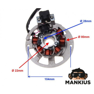 STATOR-GENERATOR 7 COILS 2T 5 WIRES
