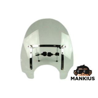 WINDSHIELD, CHROMED FITTING, LARGE REINF.