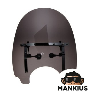 WINDSHIELD, CHROMED FITTING, LARGE TINTED