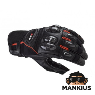 LS2 SPARK 2 MAN LEATHER GLOVES BLACK RED 3XL