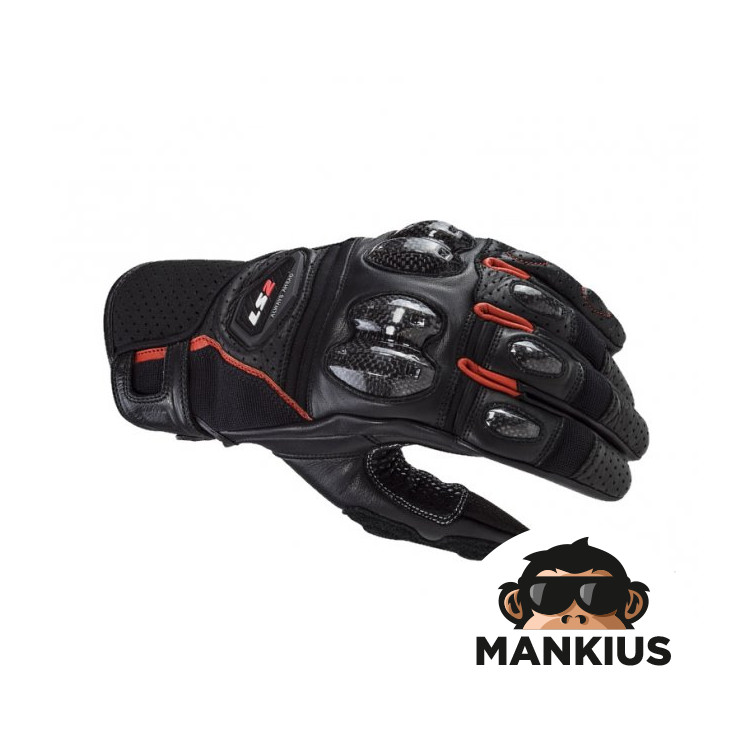 LS2 SPARK 2 MAN LEATHER GLOVES BLACK RED L