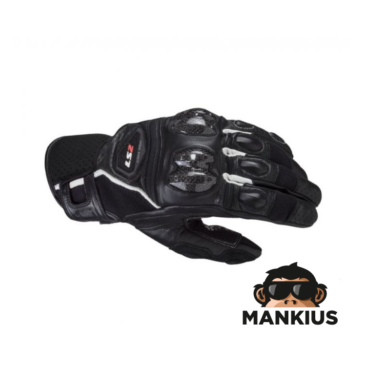 LS2 SPARK 2 MAN LEATHER GLOVES BLACK WHITE 3XL