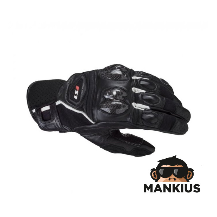 LS2 SPARK 2 MAN LEATHER GLOVES BLACK WHITE L