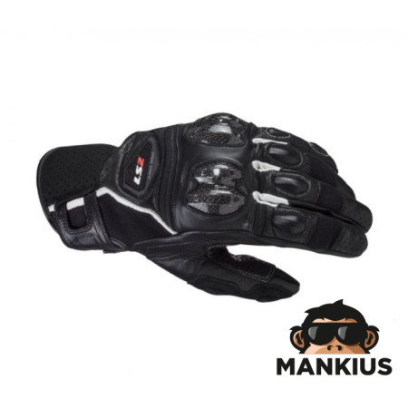 LS2 SPARK 2 MAN LEATHER GLOVES BLACK WHITE S