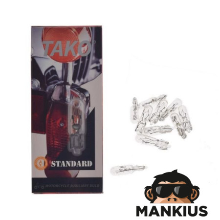 BULB 12V 1.2W T5 W2x4.6d 10 PCS PACK TAKO