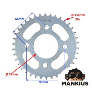 SPROCKET, REAR ROMET R125/R150 T 38