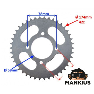 SPROCKET, REAR T:42 FOR SUZUKI GN125