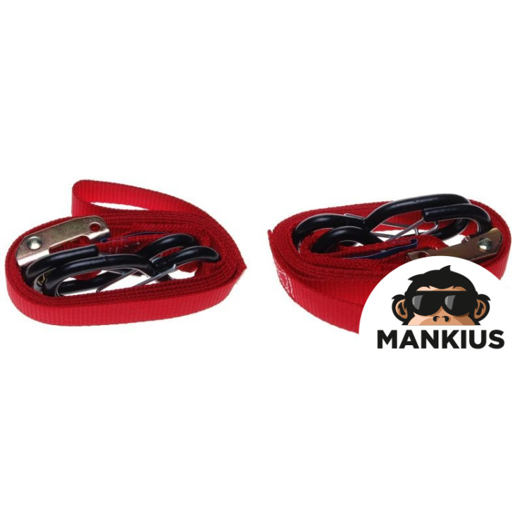 STRAP SET, MOTORCYCLE TIE DOWN 2,4cmx183cm 272kg RED, 2PCS