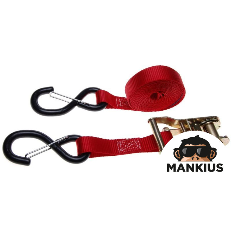 STRAP, MOTORCYCLE TIE-DOWN 2,4cmx366cm 682kg RED