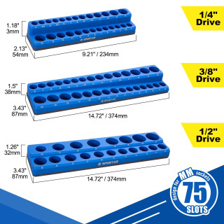 Laikiklių galvutėms rinkinys 3vnt (1/2"+3/8"+1/4") Metrinė sistema